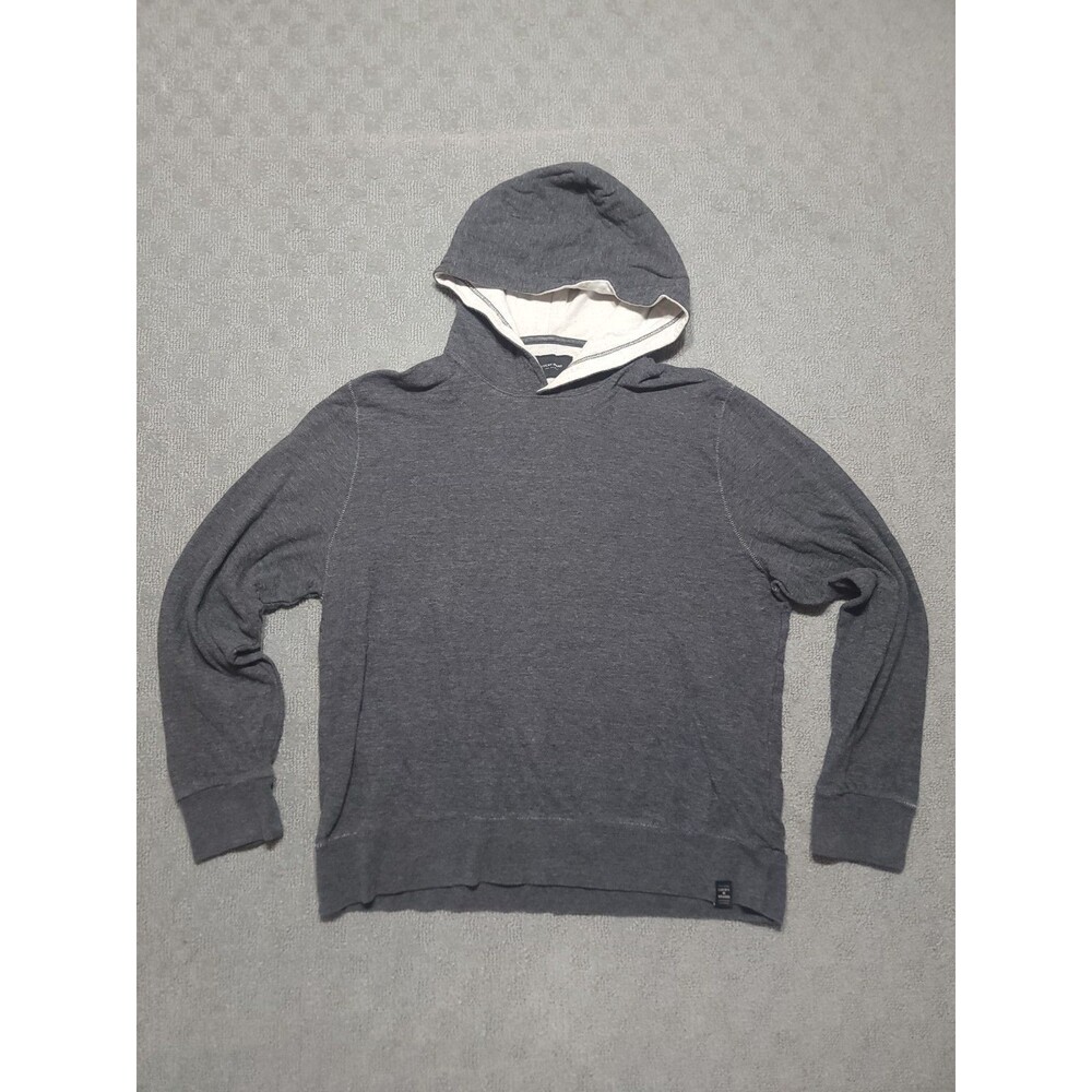 Lucky Brand Hoodie Mens L Gray Contrast Hood Cotton Pullover Sweatshirt